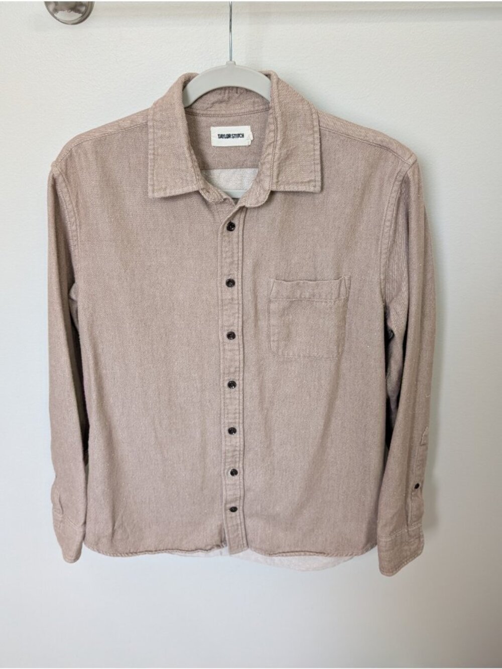 Taylor Stitch Shirt Mens Size 40 Beige Flannel Organic Cotton Button Down *Read*